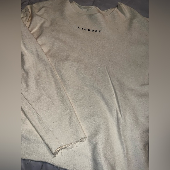 YoungLA raw edge terry reversible crewneck - cream - Men size M - Picture 5 of 5